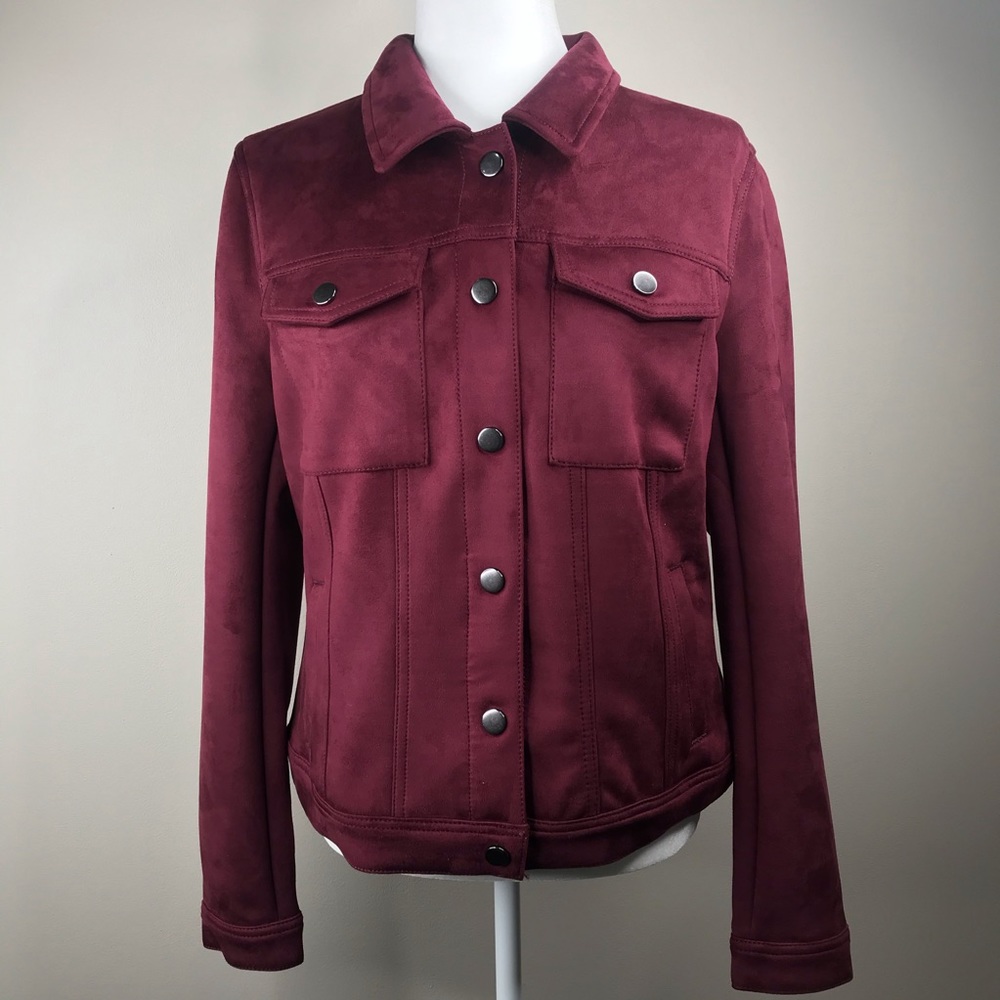 LOFT Faux Suede Jacket Burgundy